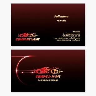 Car on Fire Logo Automotive Business Card Template