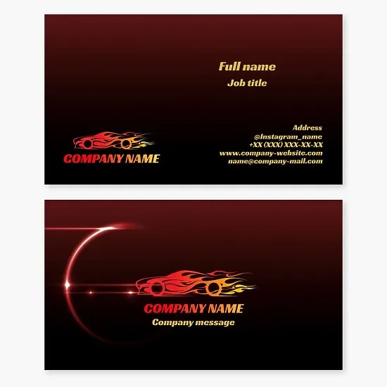Car on Fire Logo Automotive Business Card Template