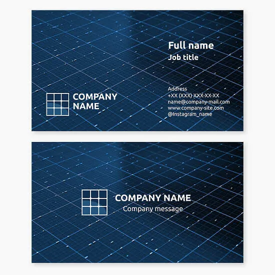 Business card template for a solar panel and renewable energy equipment installation company.