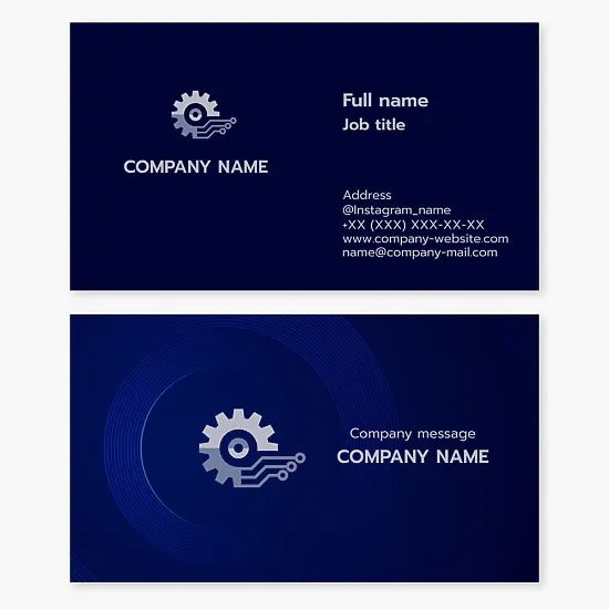 Business card template. Engineer, mechanical engineering company, engineering company.