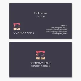 Business card template. Abstract. Palm tree. California. Beach products and services.