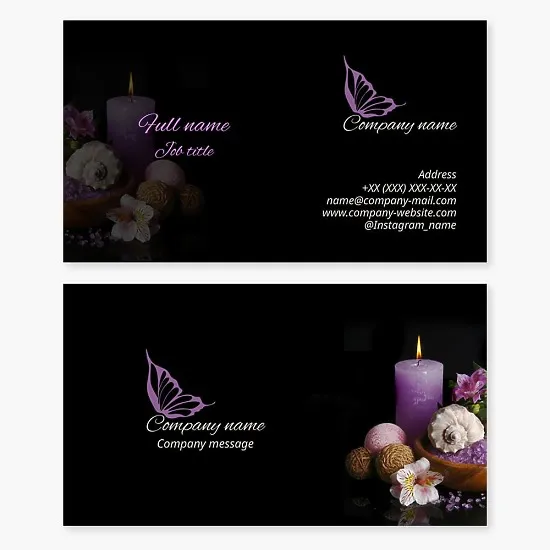 Business card template. SPA treatments. Butterfly wing.