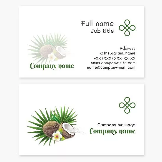 Coconut Milk Palm Leaf Flower Business Card Template