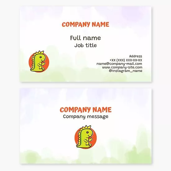 Cute Baby Dinosaur Business Card Template