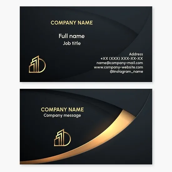 Business card template. High-rise buildings, sun. Capital construction. Letter D.