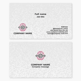 Business card template. Brain, microchip. Artificial intelligence. Machine learning. Digital technologies.