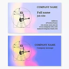 Vitruvian Man Playing Guitar Business Card Template