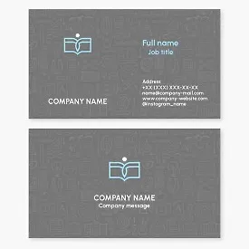 Business card template. Education teacher. Private school. Research library.