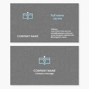 Business card template. Education teacher. Private school. Research library.