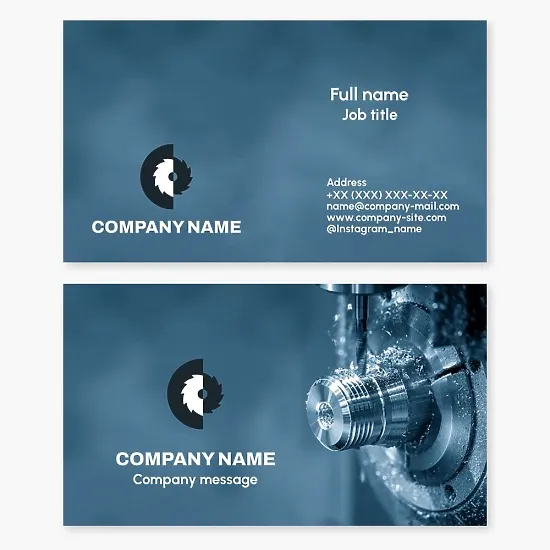 Business card template. Mechanical engineering manufacturing company. Mechanical processing of metals and alloys.