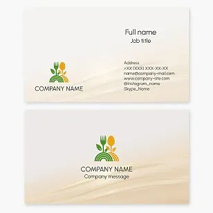 Business card template. An agricultural enterprise supplying organic, vegan food products.
