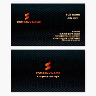 Business card template. Abstract. Heating and fire safety. Letter S.
