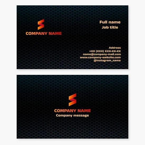 Business card template. Abstract. Heating and fire safety. Letter S.
