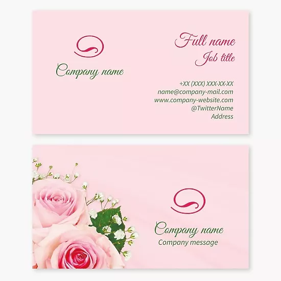 Business card template Flowers, bouquet, wreaths, Letter O