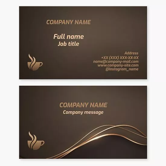 Business card template. Tea shop, coffee shop. Cafe.