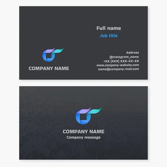 Business card template. Technologies. Letter O.