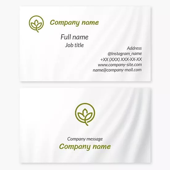 Green Leaf Plant Logo | White Business Card Template