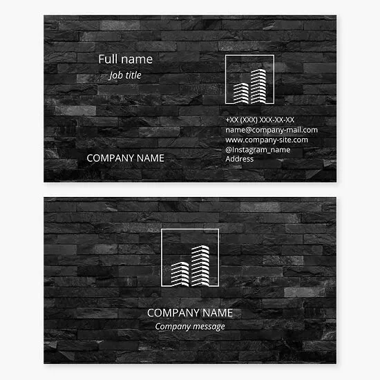 Business card template. Natural stone finishing. Construction and finishing work.