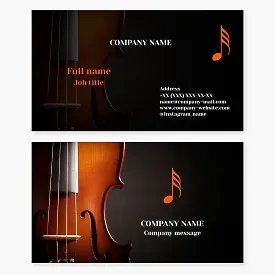 Business card template. Classical orchestra. Violin teacher.