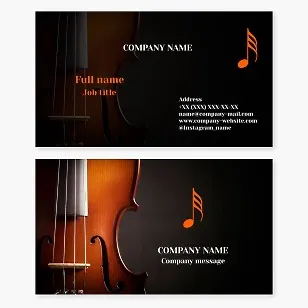 Business card template. Classical orchestra. Violin teacher.