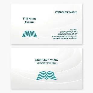 Business card template with abstract book logo. Library, reading room, bookstore.