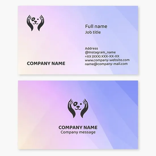 Pet grooming business card template. Dog breeder, breeder, cynologist.