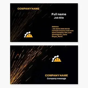 Business card template. Mechanical engineering company. Manufacturing and repair of equipment and machinery.