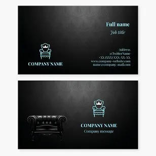 Furniture maker business card template. VIP furniture: production, sales, repair.