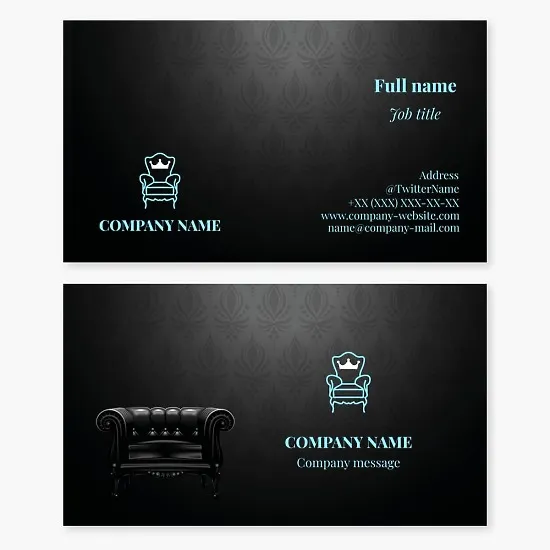 Furniture maker business card template. VIP furniture: production, sales, repair.