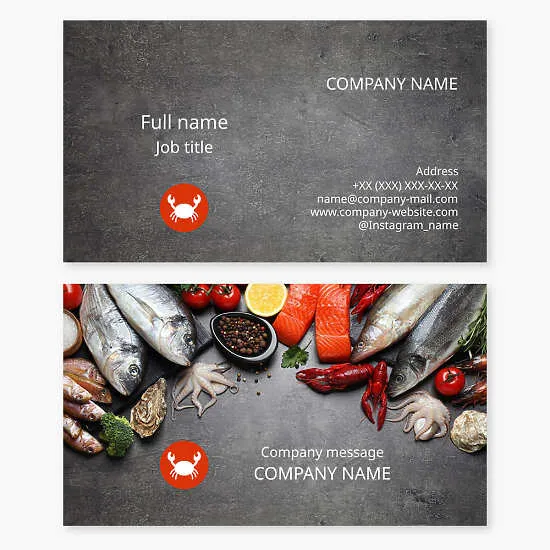 Business card template. Seafood.