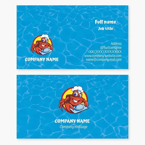 Seafood Lover Business Card Template, Crab, Chef.