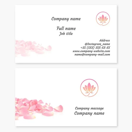 Rose Petals Floral Business Card Template. Beauty Salon.