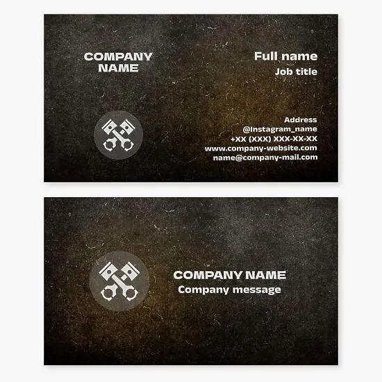 Automotive business card template. Pistons. Car repair.