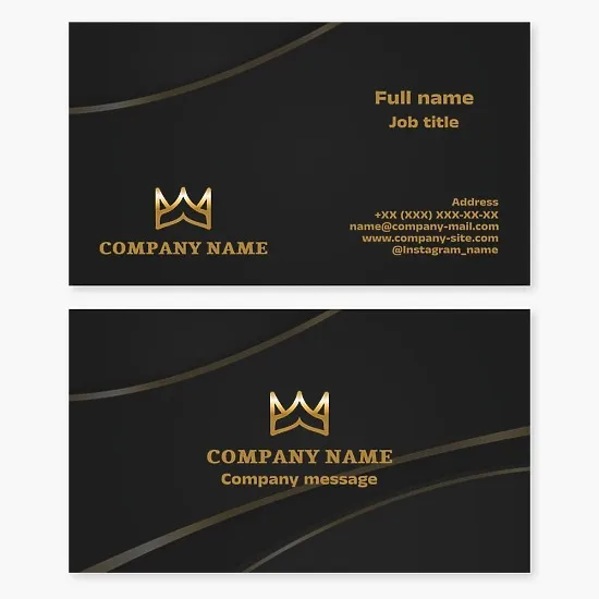 Business card template. Crown. Symbol of power, dignity, status, victory, wealth. Brand. Letter W.