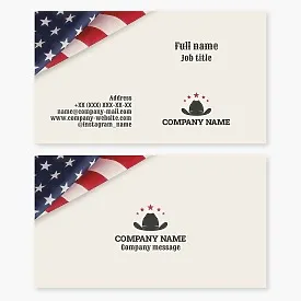 Business card template. National clothing, footwear, and headwear of the United States. National costumes of the United States.