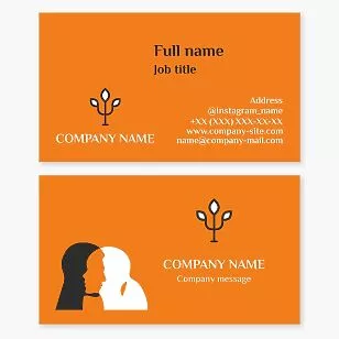 Man And Woman Face | Orange Business Card Template