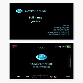 Business card template. Video studio. Video editing. Filming celebrations. Video editing director. Eye.