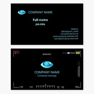 Business card template. Video studio. Video editing. Filming celebrations. Video editing director. Eye.