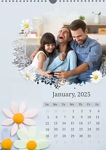 Calendar template Loving family and daisies