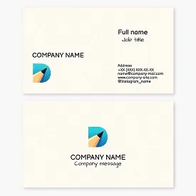 Business card template. Creative studio. Advertising specialist, video engineer, screenwriter, designer. Letter D.