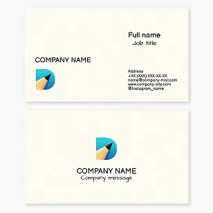 Business card template. Creative studio. Advertising specialist, video engineer, screenwriter, designer. Letter D.