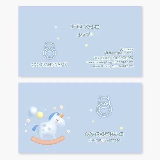 Business card template. Children's toys store. Products for babies.