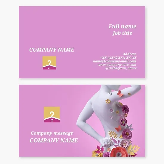 Business card template. Cloth. Clothing store.