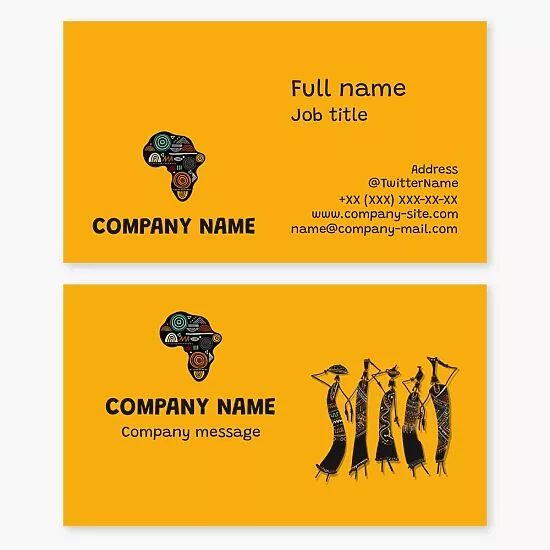 Stunning African-Inspired Business Card Template with Unique Figures and Patterns