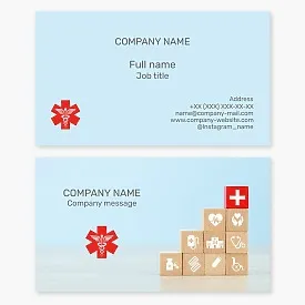 Business card template. "Star of Life" symbol. Emergency medical care.