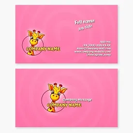A business card template in a childish style. Abstract. Giraffe. Zoo. Letter O.