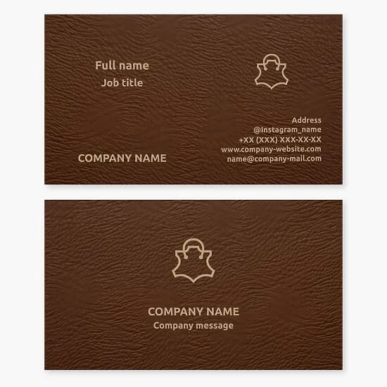 Business card template. Production and repair of genuine leather products.