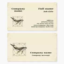 Vintage Compass Whale Logo Business Card Template