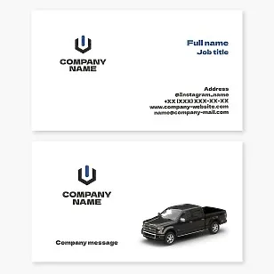 Car business card template. Start button.
