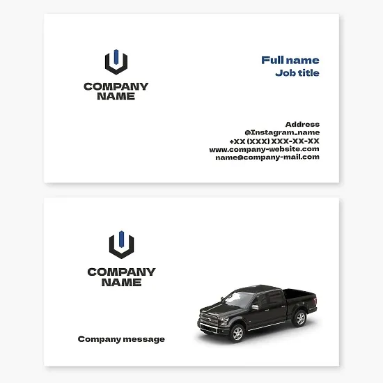 Car business card template. Start button.